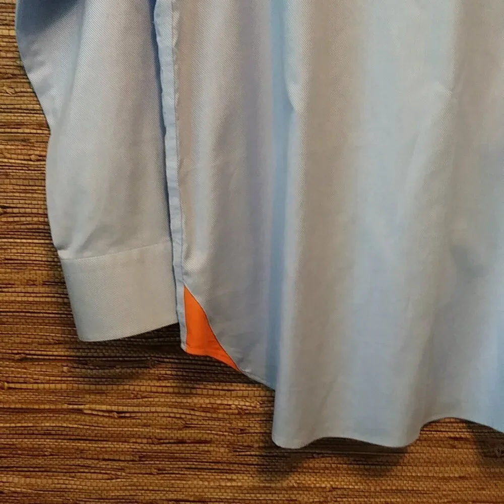 👔 LORENZO UOMO “Perfect White Shirt” Blue Trim Fit Shirt 17.5 / 34-35